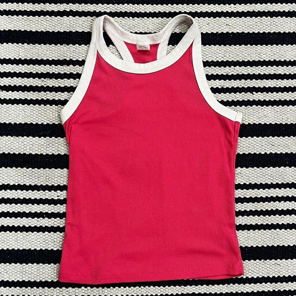 Pink white ribbed tank